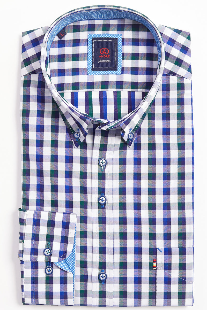 ANDRé JEANSWEAR FOREST &  Navy CHECK SHIRT