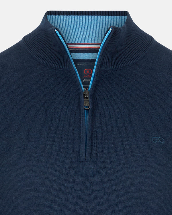 André Navy Half Zip Knit