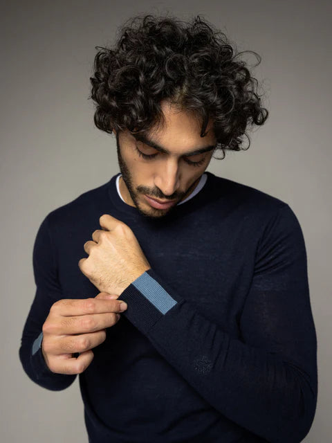 MOS MOSH NAVY SOFT KNIT CREWNECK
