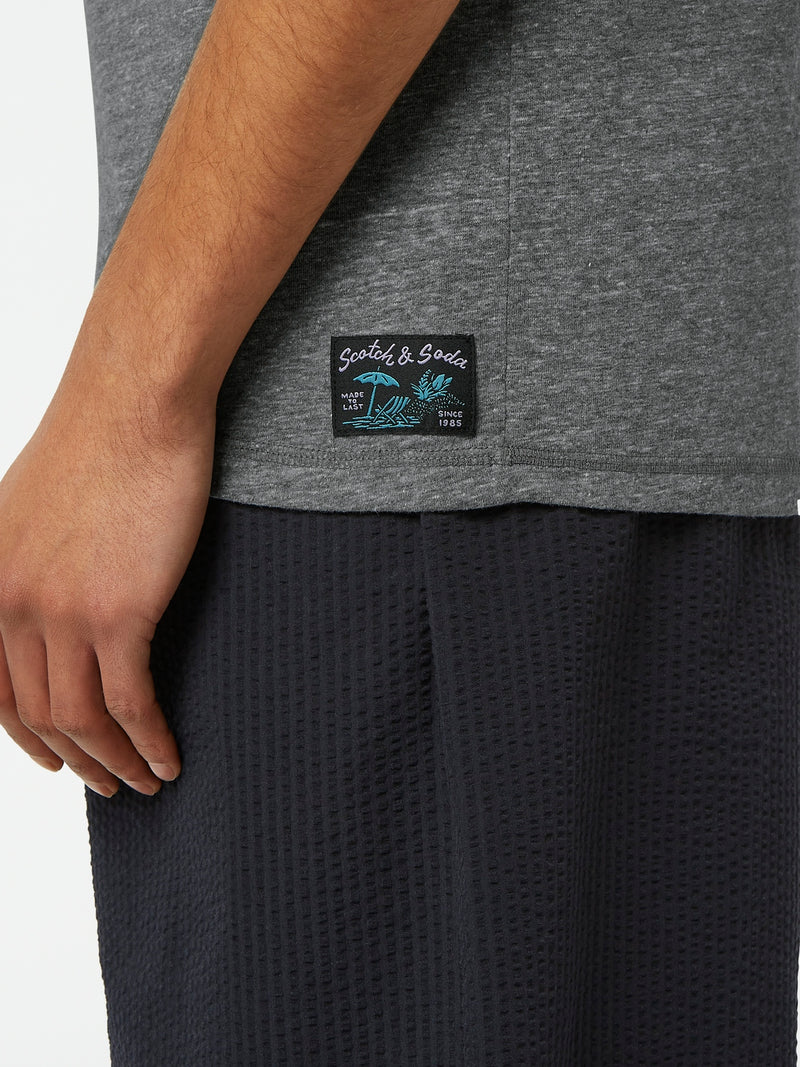 Scotch & Soda Washed Black Melange Crewneck T-Shirt