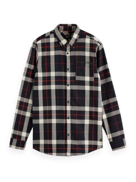 SCOTCH & SODA BLACK HERRINGBONE CHECK SHIRT