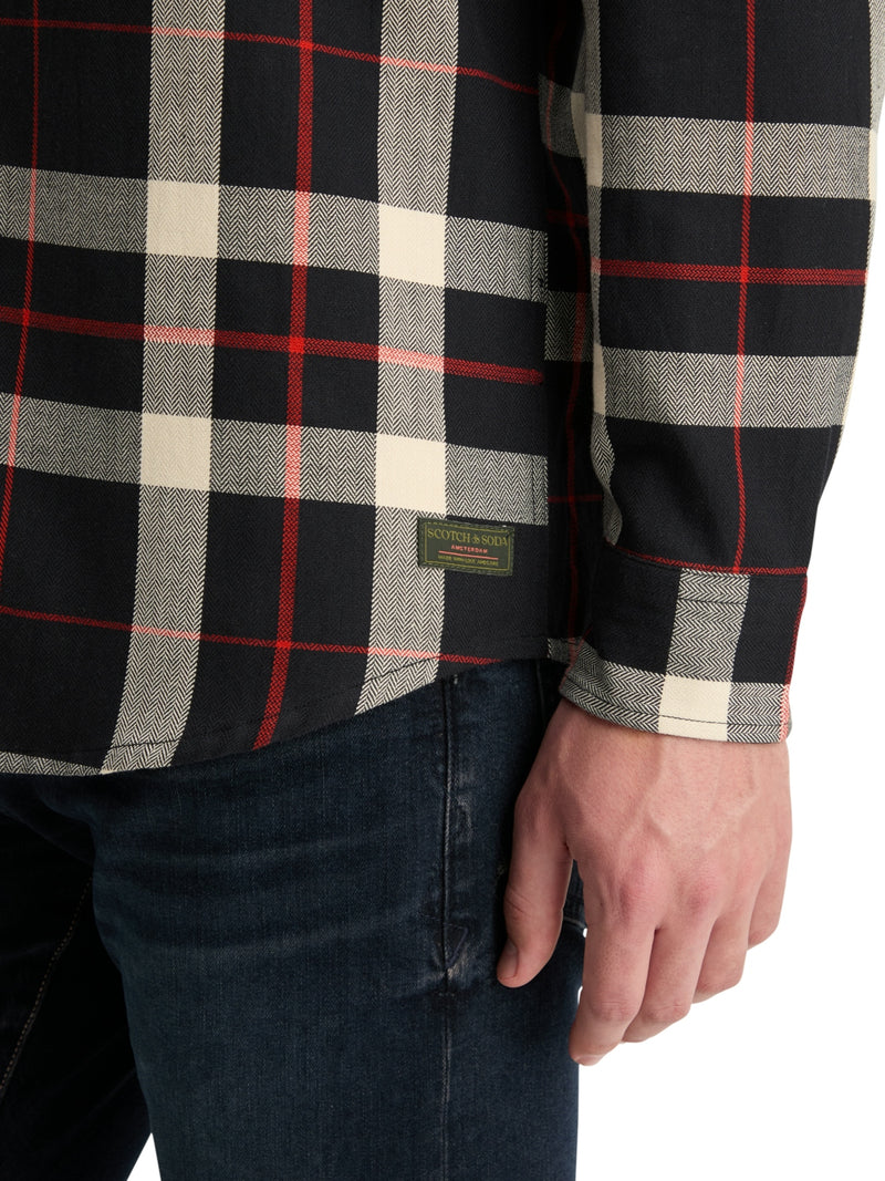 SCOTCH & SODA BLACK HERRINGBONE CHECK SHIRT