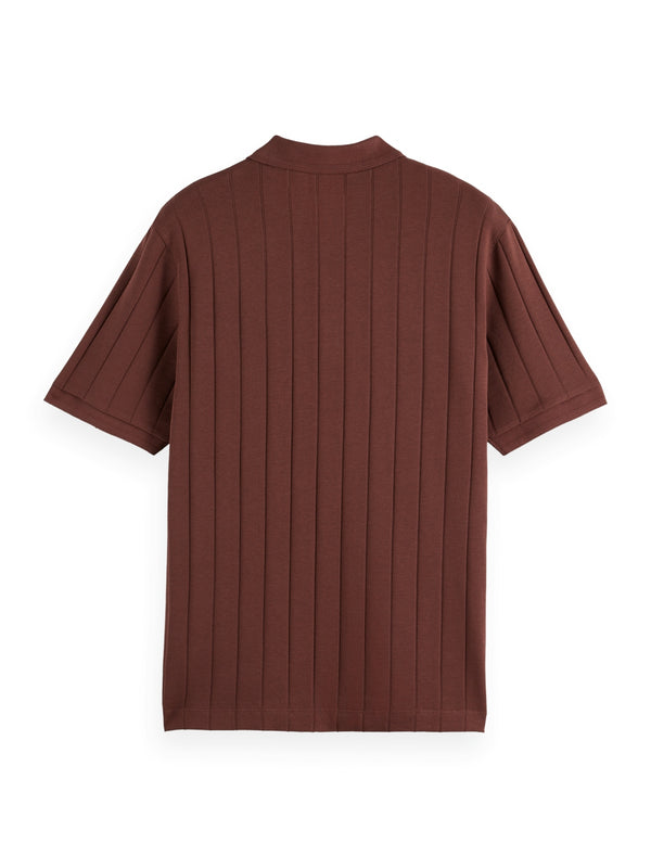 SCOTCH & SODA RICH MAHOGANY RIB KNITTED POLO