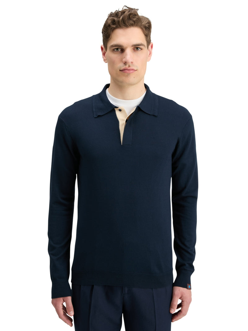 Scotch & Soda Navy Long Sleeve Polo