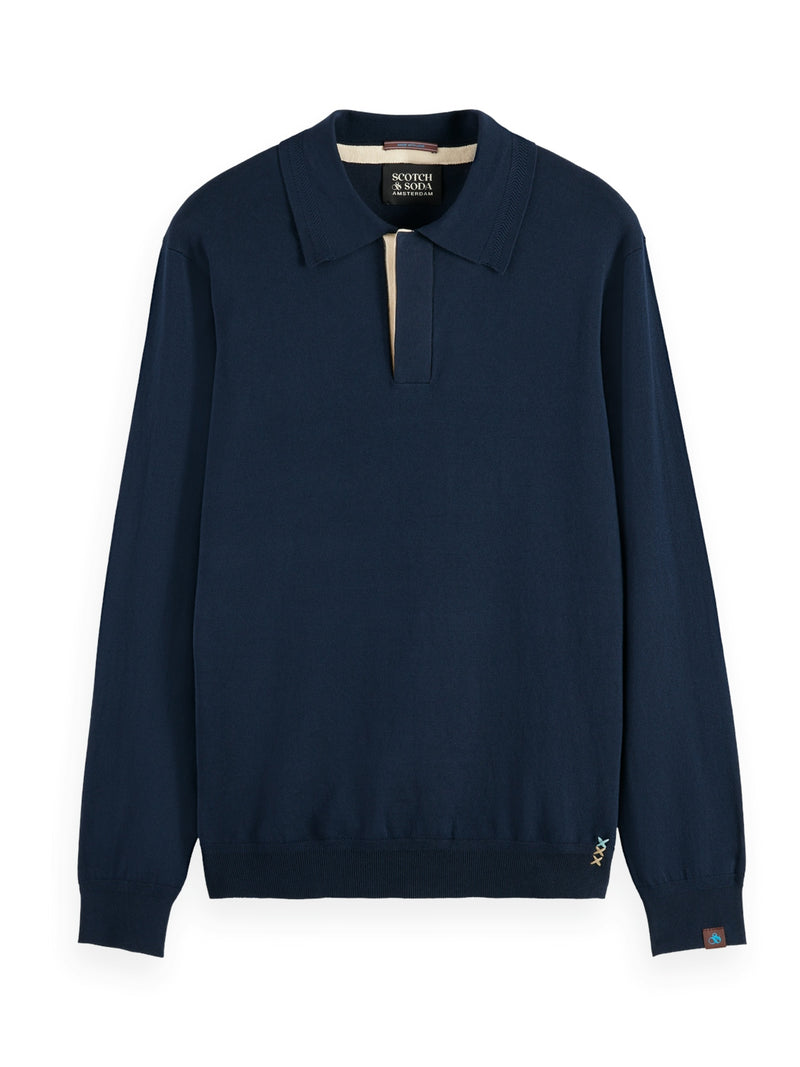 Scotch & Soda Navy Long Sleeve Polo