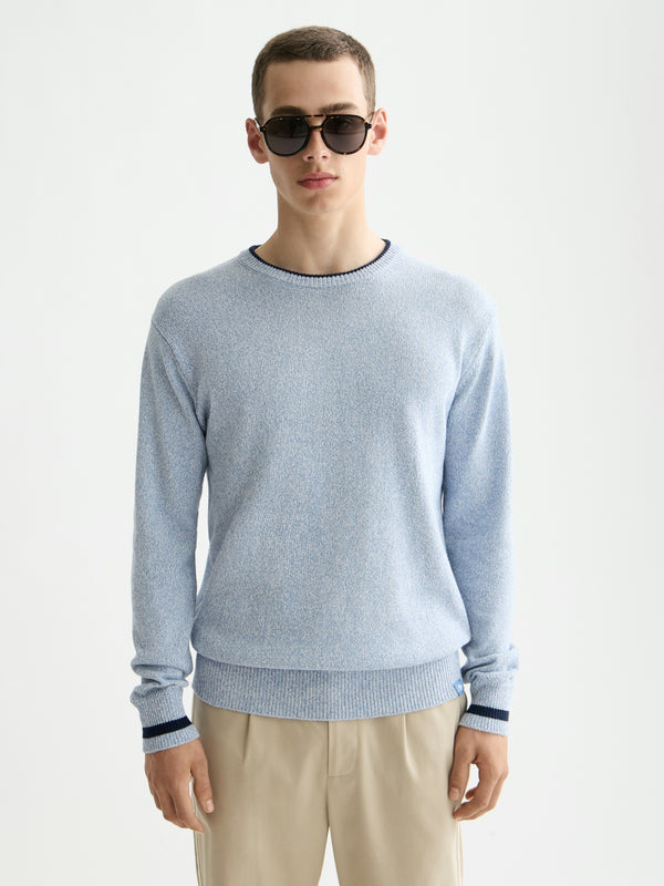 SCOTCH & SODA FADED DENIM MELANGE CREWNEWCK