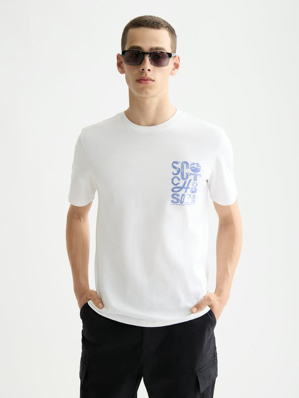 SCOTCH & SODA Bright White CREWNECK T-SHIRT