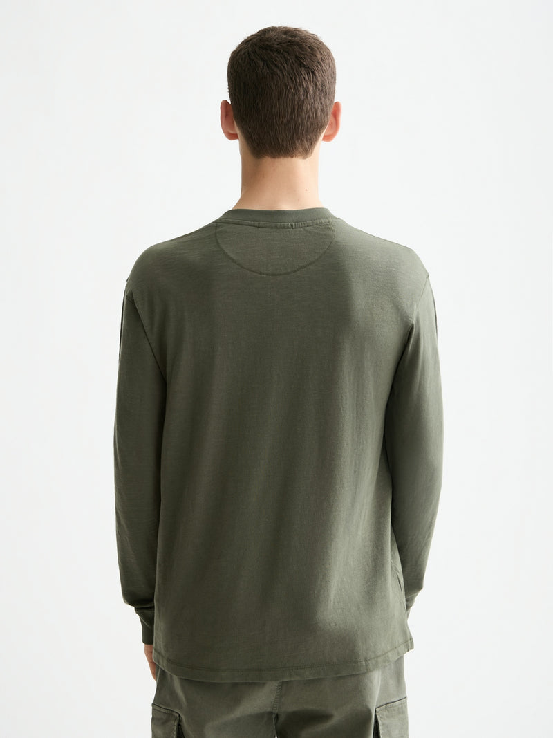 Scotch & Soda Slub Henley Thyme Long T-Shirt