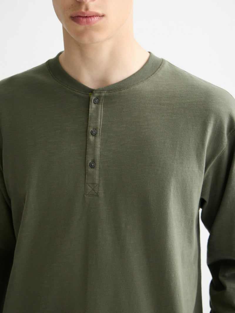 Scotch & Soda Slub Henley Thyme Long T-Shirt
