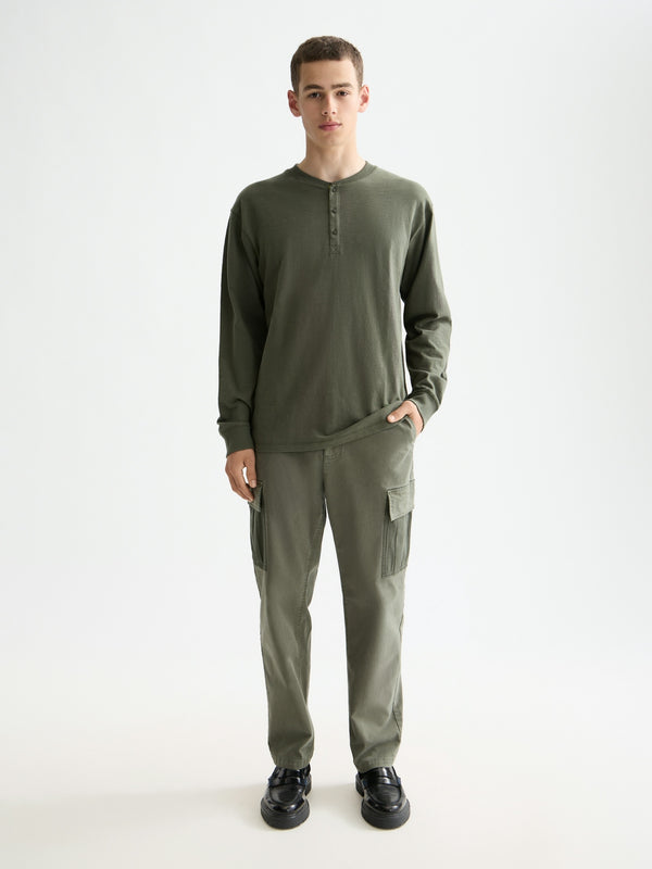 Scotch & Soda Slub Henley Thyme Long T-Shirt