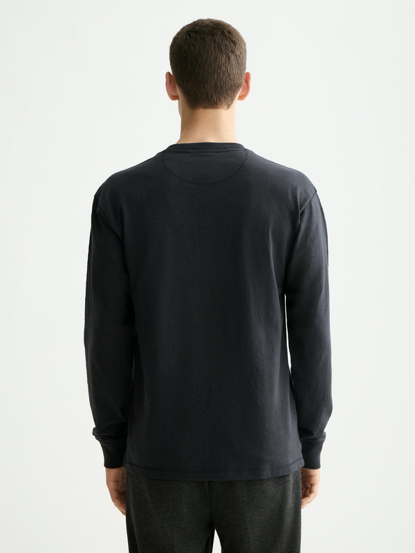 Scotch & Soda Slub Henley Black Long T-Shirt