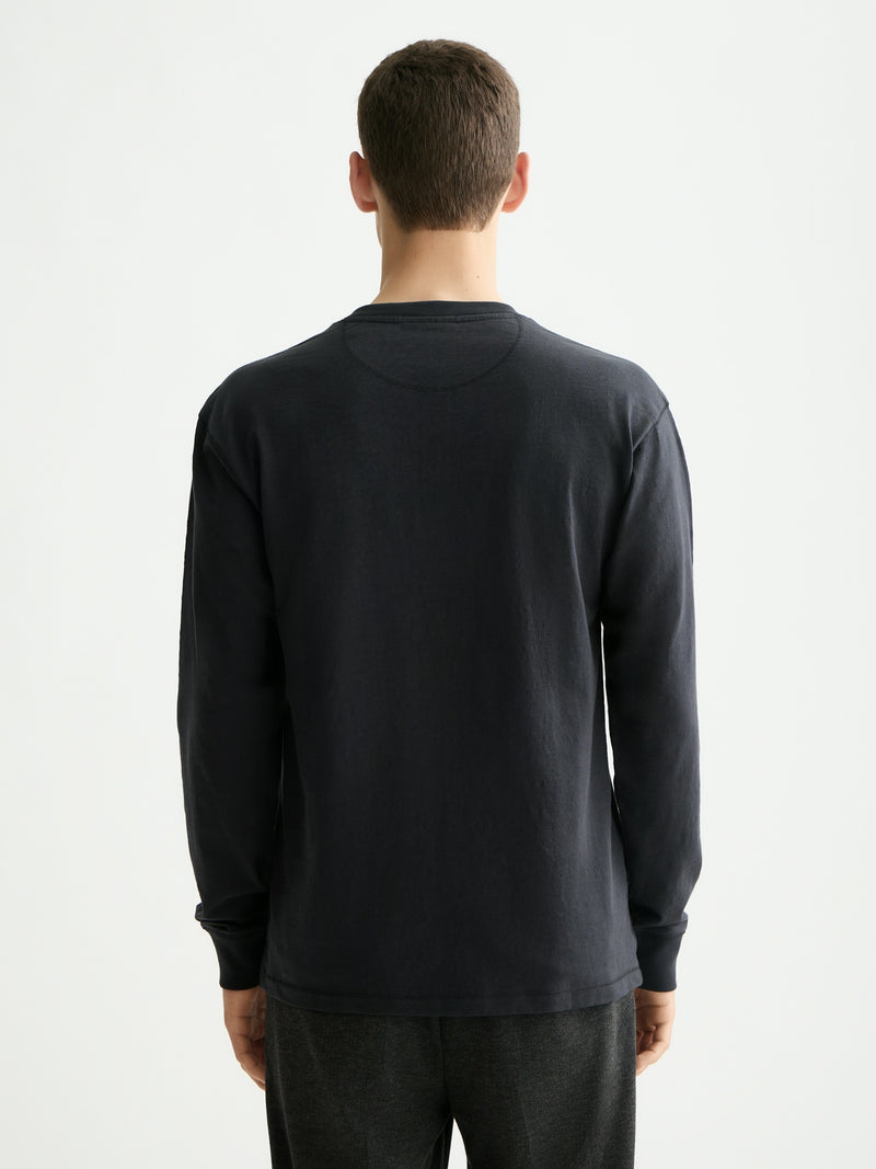 Scotch & Soda Slub Henley Black Long T-Shirt