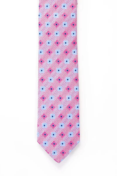 André Pink & Blue Tie & Pocket Square