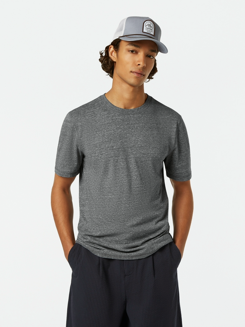 Scotch & Soda Washed Black Melange Crewneck T-Shirt