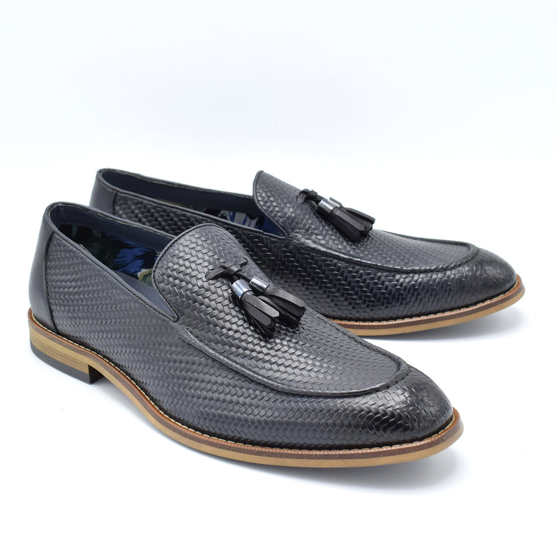 Paolo Vandini Navy Slip On  Shoes