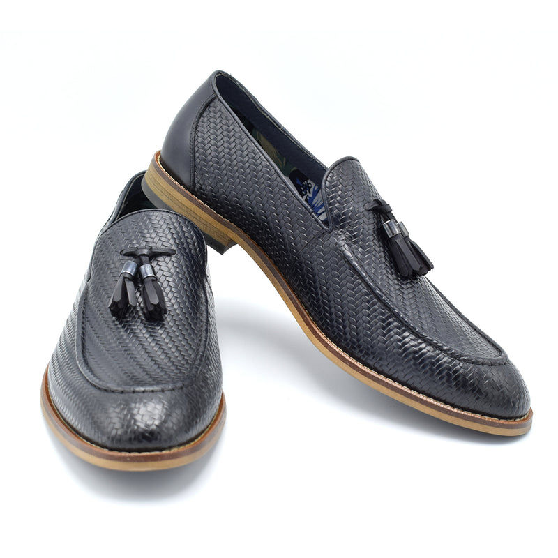 Paolo Vandini Navy Slip On  Shoes