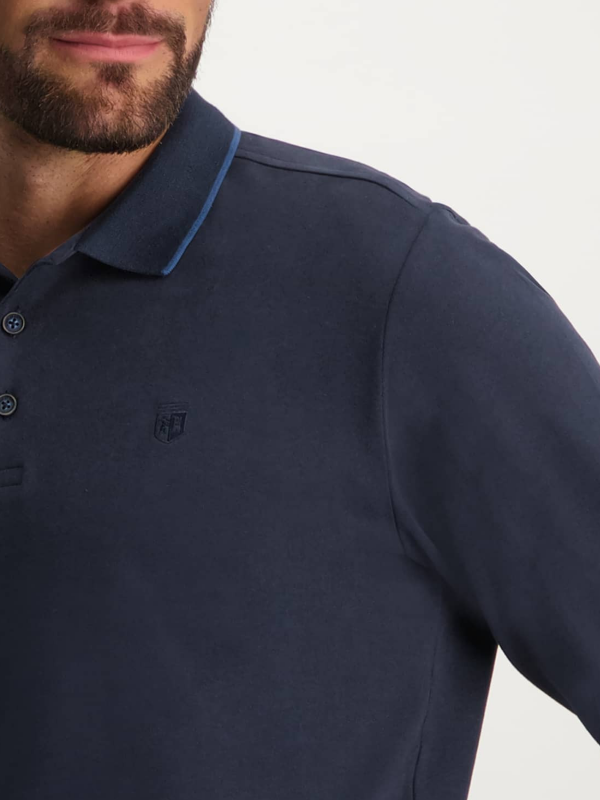 STATE OF ART Navy Long Sleeve Polo