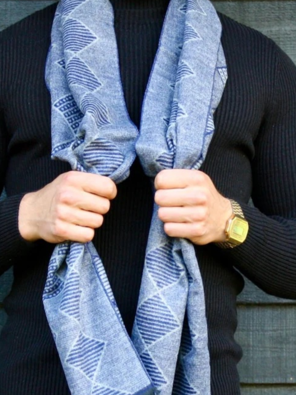 SWOLE PANDA Bamboo BLUE DIAMOND STRIPE Scarf