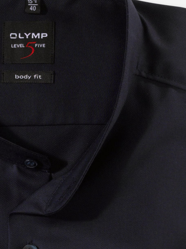 OLYMP Level 5 Body Fit Navy Collarless Shirt
