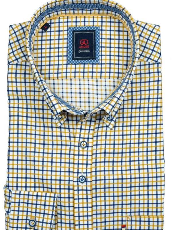 ANDRE JEANSWEAR Gold & BLUE CHECK PRINT SHIRT