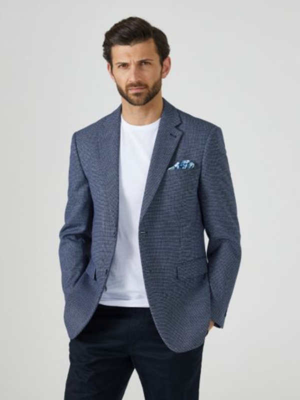 Skopes Navy Flec Basketweave Blazer