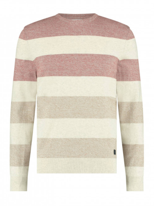 STATE OF ART BEIGE & BRICK Fine knitted mouliné sweater