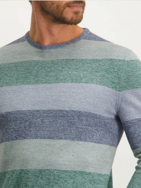 STATE OF ART Green & Blue Fine knitted mouliné sweater