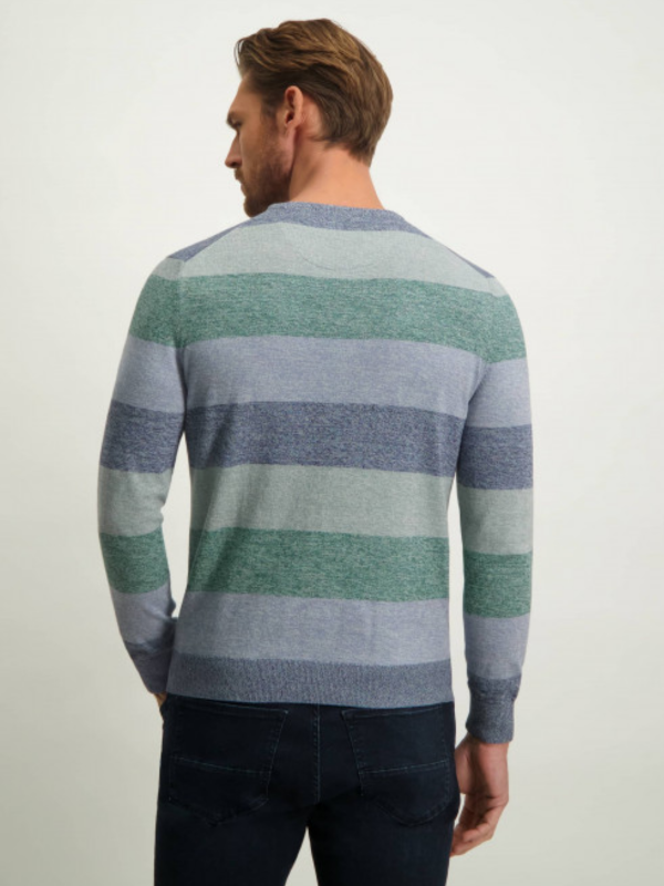 STATE OF ART Green & Blue Fine knitted mouliné sweater