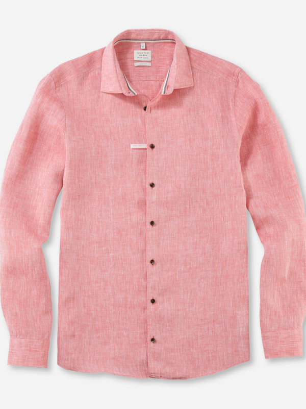 OLYMP CORAL LINEN BODY FIT SHIRT