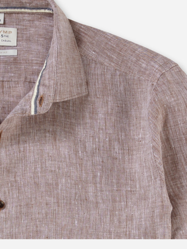 OLYMP TAUPE LINEN BODY FIT SHIRT