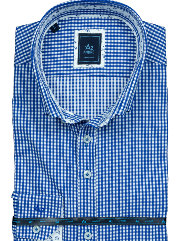 A2 BY ANDRÉ NAVY GINGHAM CHECK SHIRT