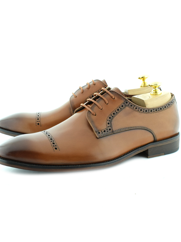 Paolo Vandini Tan Chisel Toe Derby Shoes