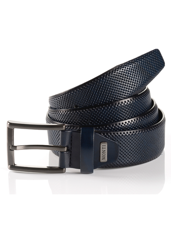 Monti Dublin Navy Leather Belt