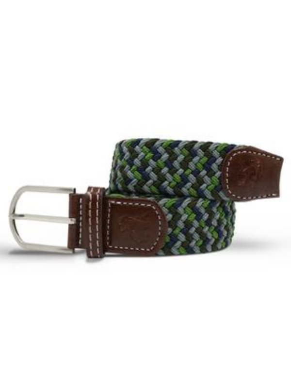 Swole Panda Green & Blue Zigzag Woven Belt