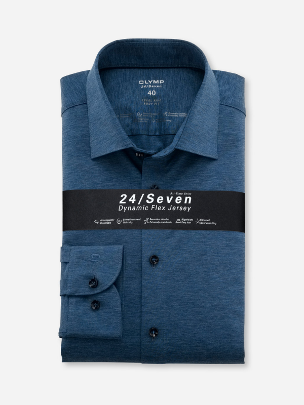 OLYMP Body Fit 24/Seven Blue Shirt