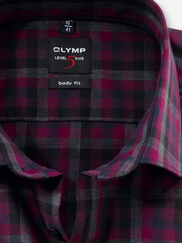 OLYMP Body Fit Grape Check Shirt