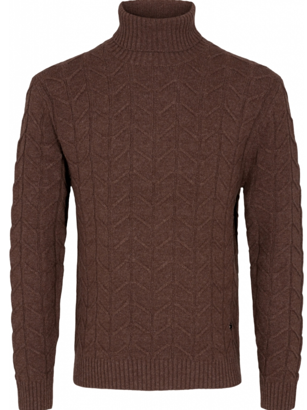 2BLIND2C Brown Chunky Roll Neck