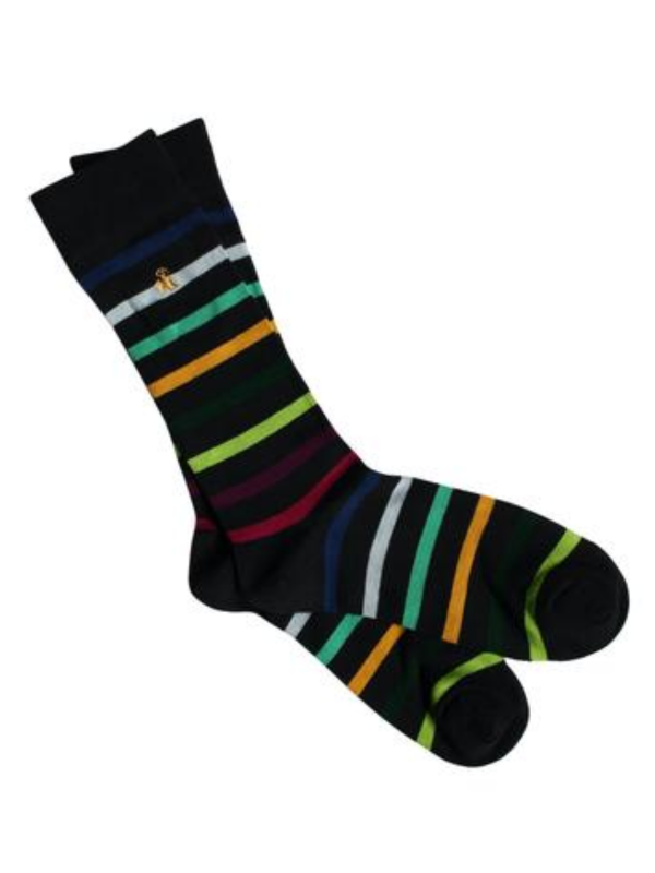 Swole Panda Navy Small Stripe Socks