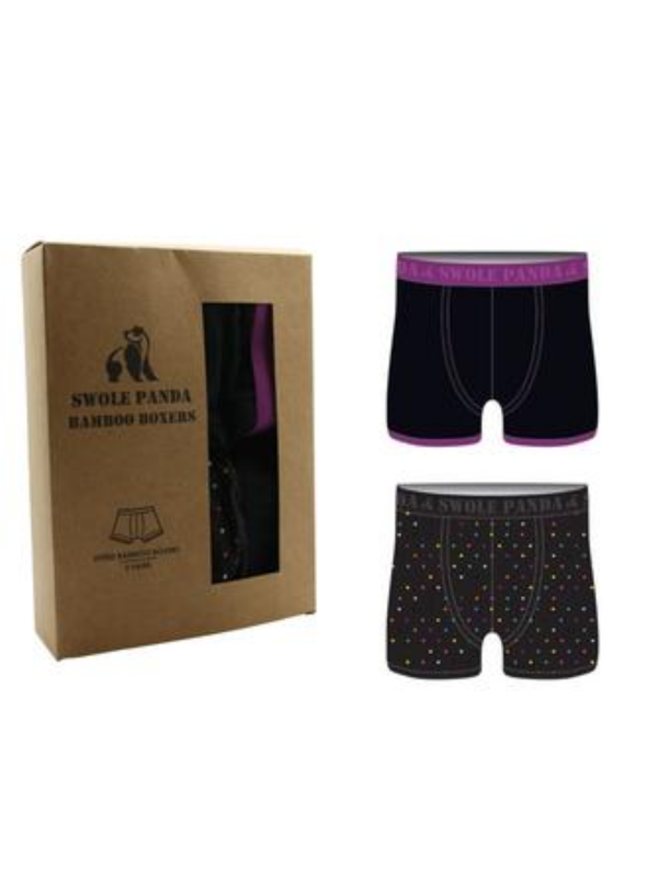 SWOLE PANDA 2 Pack Purple & Black Boxer Shorts