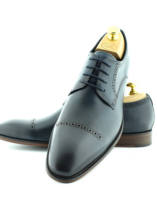 Paolo Vandini Navy Chisel Toe Derby Shoes