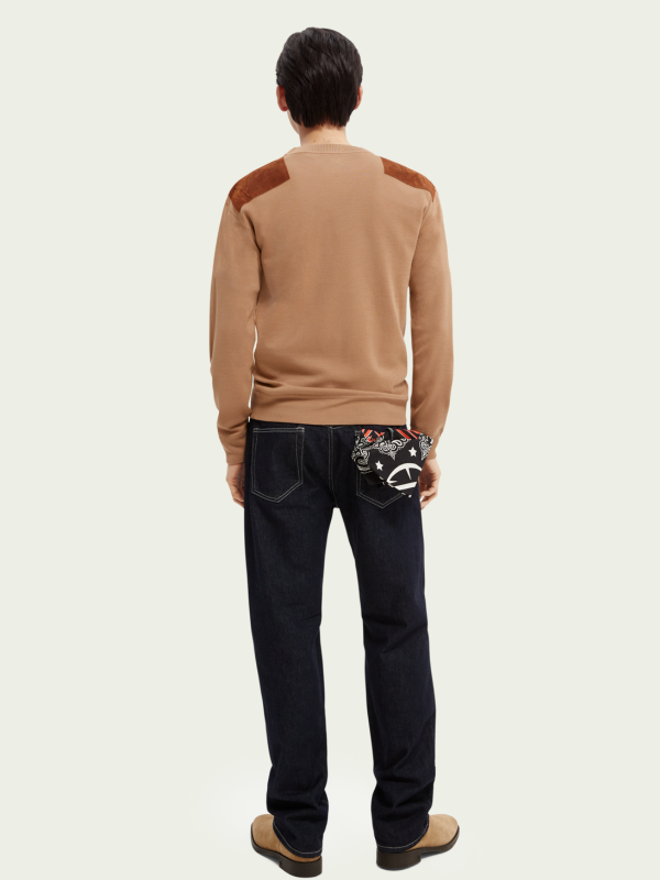 Scotch & Soda Leather Patched Merino-Blend Sweater