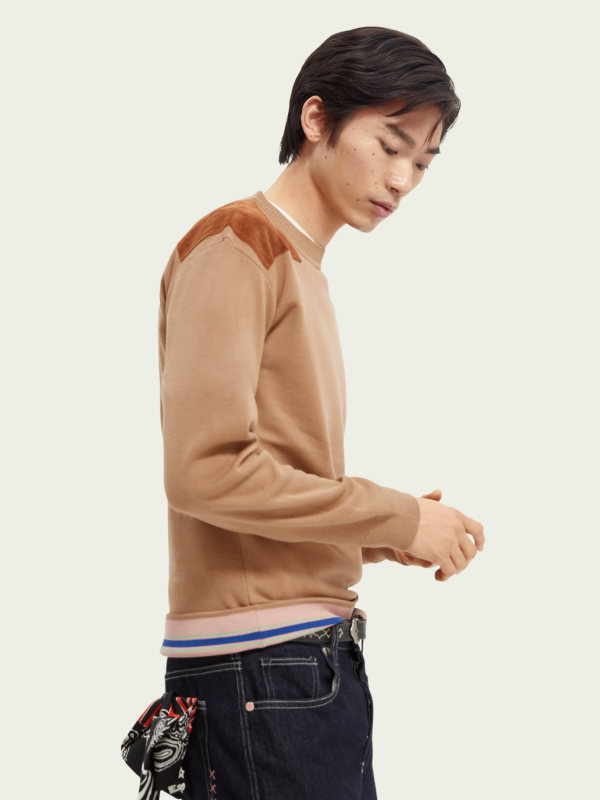 Scotch & Soda Leather Patched Merino-Blend Sweater