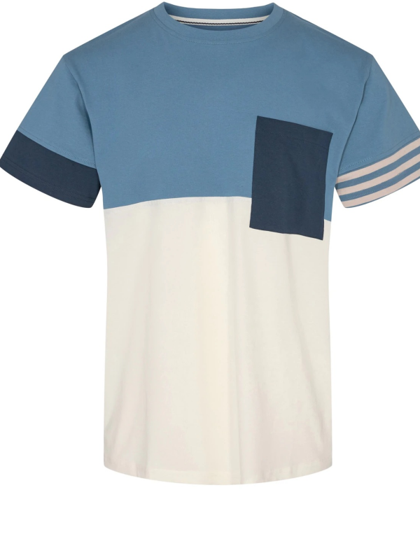 Anerkjendt Cornet Blue Colour Block T-Shirt