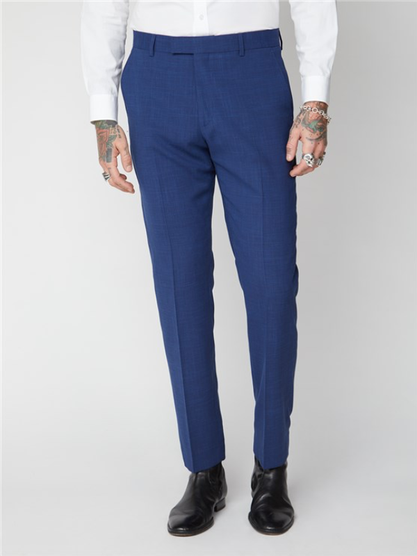 Gibson London Blue Textured Trousers