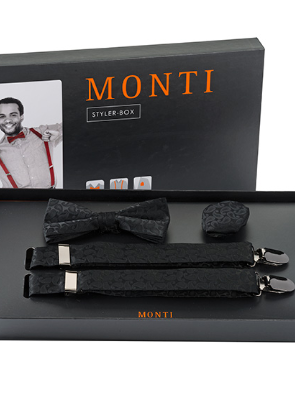 Monti Black Styler Box - Braces/Bow Tie/Hanky