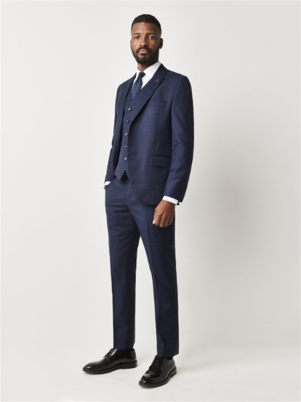 Gibson London Navy Blue Check Suit