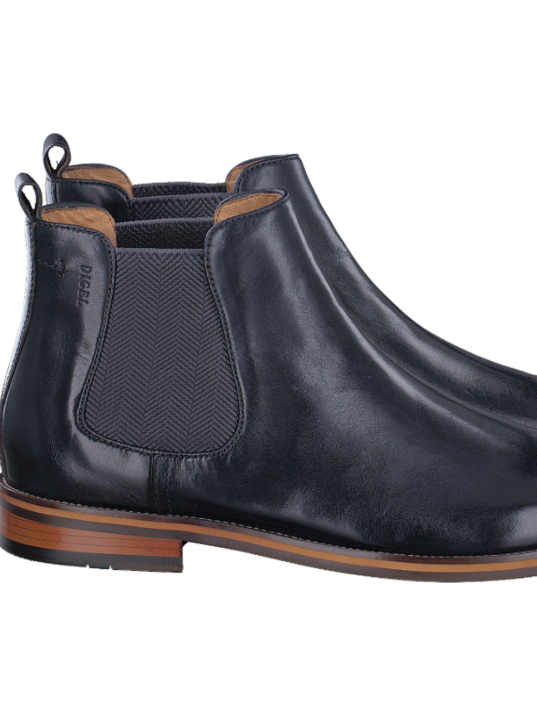 Digel Black Leather Chelsea Boots
