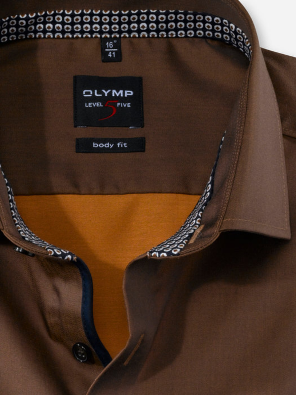 Olymp Body Fit Chocolate Brown Shirt