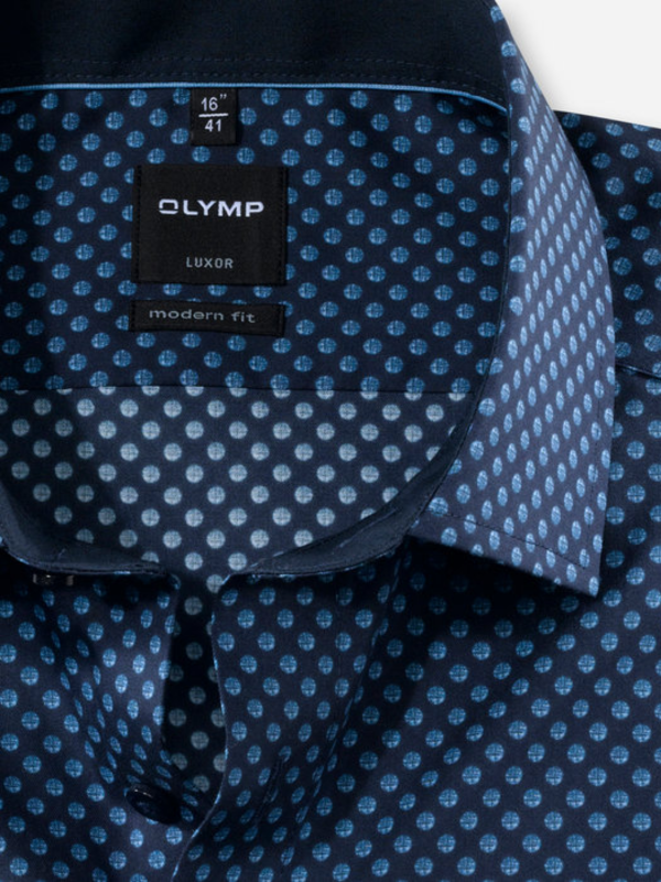 Olymp Modern Fit Navy Print Shirt