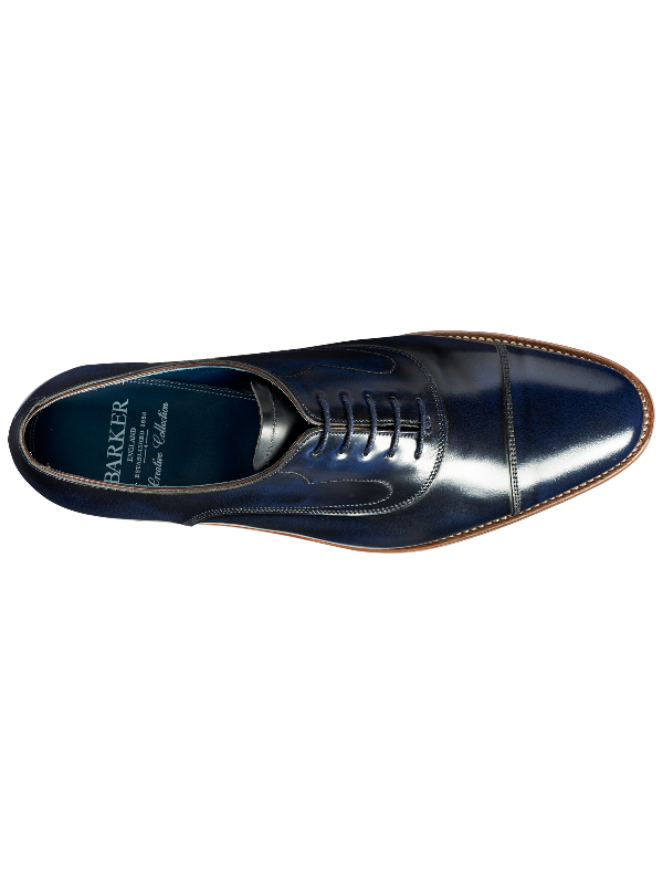 Barker Hartley Navy Hi-Shine Leather Shoes